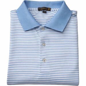 Peter Millar Summer Comfort Striped Polo Shirt Large Blue White
